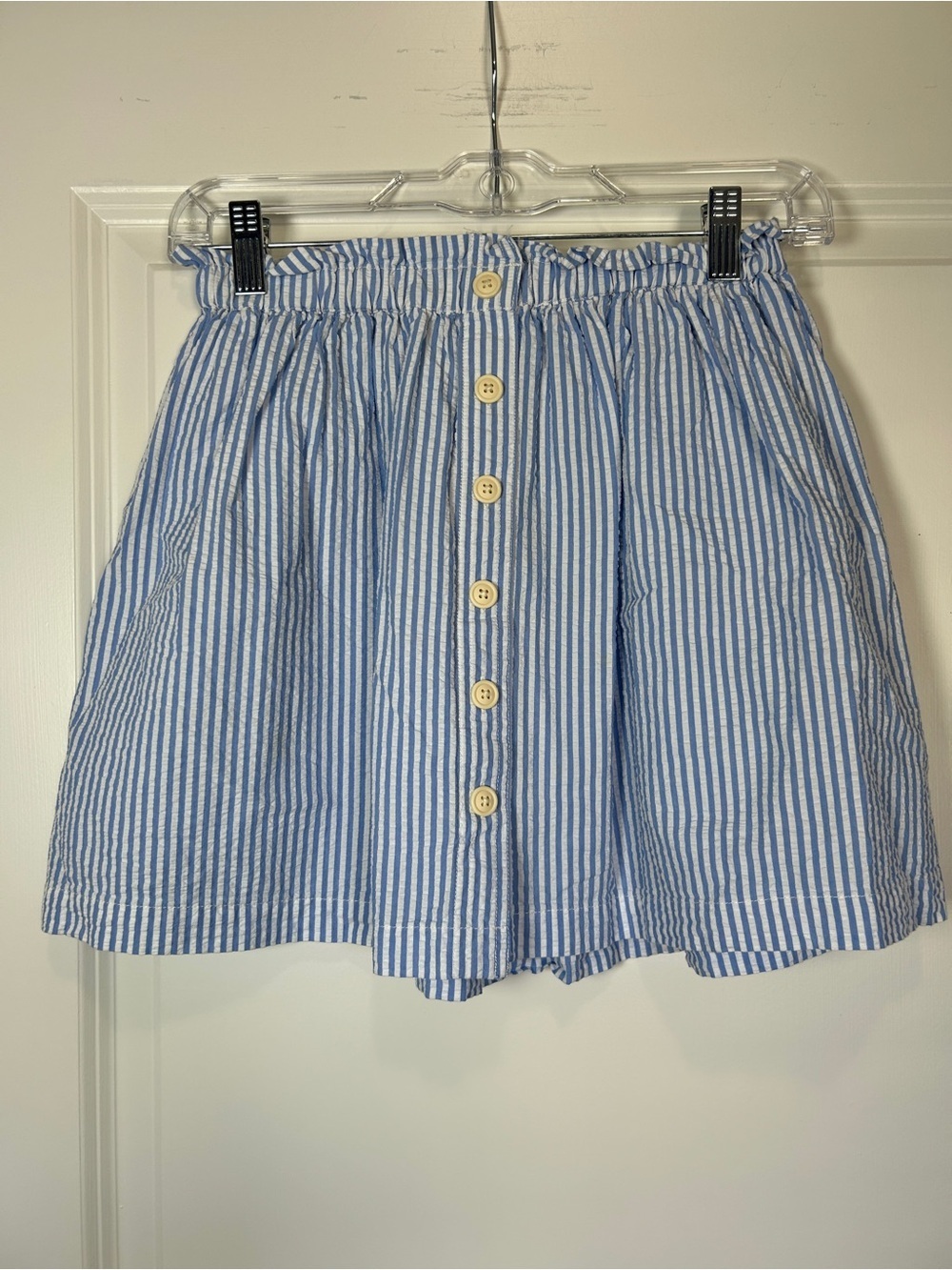 Crewcuts Blue and White Striped Button-Front Girls' Skirt